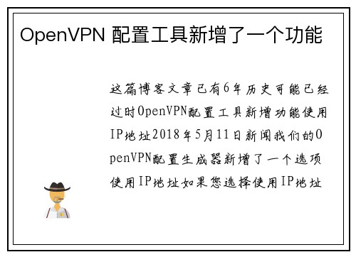 OpenVPN 配置工具新增了一个功能 
